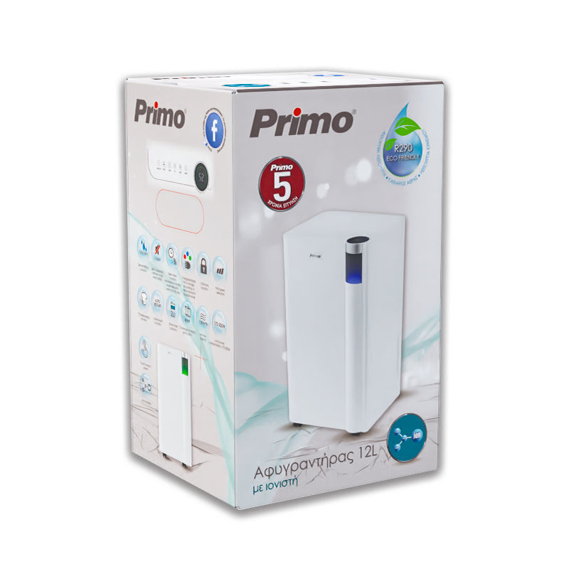 Primo PRDH-45017i Αφυγραντήρας Ηλεκτρονικός με Λειτουργία Ιονισμού και ένδειξη υγρασίας Ρ290 12L Λευκός (450017) Primo PRDH-45017i Αφυγραντήρας Ηλεκτρονικός με Λειτουργία Ιονισμού και ένδειξη υγρασίας Ρ290 12L Λευκός (450017)